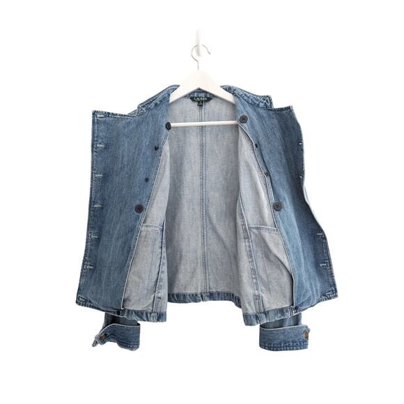 Lauren Ralph Lauren Denim Officer’s Jacket Women’s Size 12 Indigo Wash Blue - Picture 4 of 10
